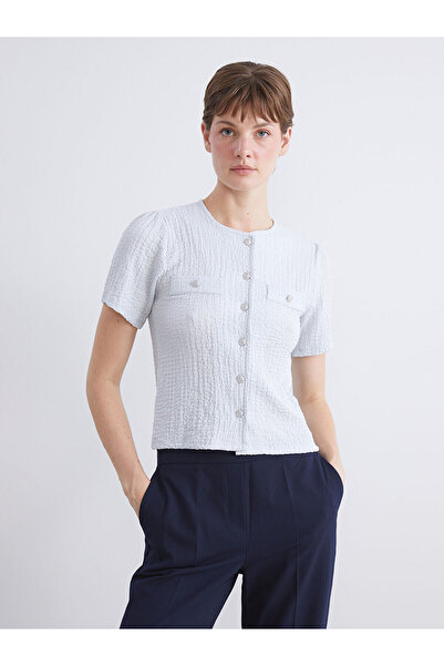 LC Waikiki Vizyon New Season Crew Neck Textured Blouse