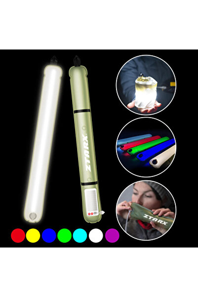 ZTARX أنبوب إضاءة LED قابل للنفخ، أبيض و متعدد الالوان، يعمل بالطاقة الشمسية وشحن USB، مزود ببطارية مدمجة