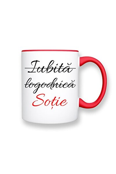 OEM Cană personalizată cu mesajul „Iubită, logodnică, sotie”, Betaprint, albă...