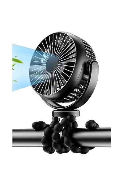 Generic Aputue Stroller Fan, USB Battery Operated Cooling Fan with Adjustable, 3 Speed 5200mAh Black Baby St