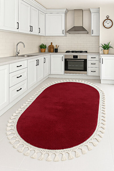 Bestekar Lunasoft Mürdüm Ponpon Saçaklı Kaymaz Tabanlı Yumuşak Modern Yıkanab...