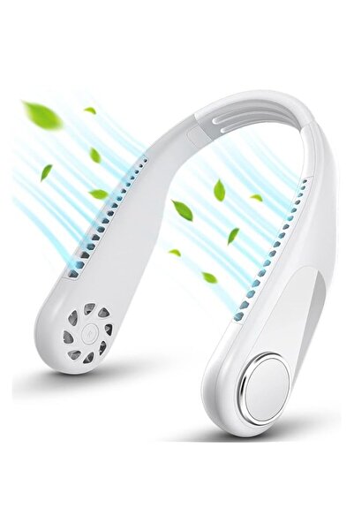 Generic مروحة خزنة للرقبة بدون شفرات - مروحة تعمل بالبطارية 3600 مللي أمبير قابلة لإعادة الشحن - مروحة شخصية محمولة - 360 درجة