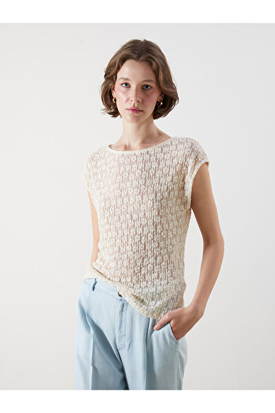 LC Waikiki Vizyon New Season Crew Neck Lace Crochet Blouse