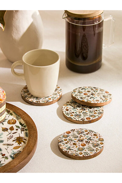 LC Waikiki Lcw Home Mixed Floral Decorative Coasters Set of 4