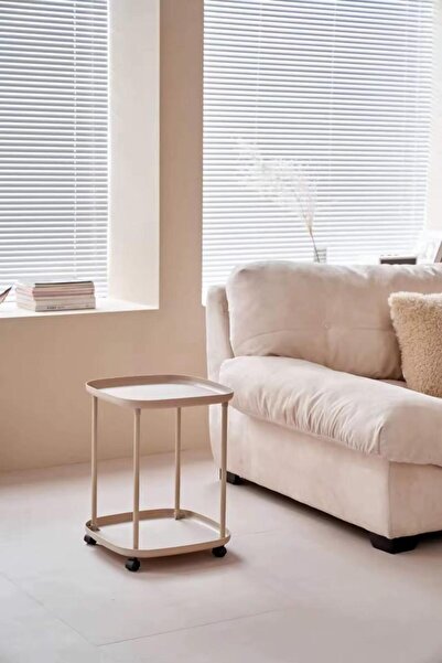 MOSTAFA Two-tier table with wheels, modern and elegant design