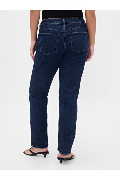 GAP Kadın Koyu Mavi Curvy Low Rise '90s Slim Straight Jean Pantolon
