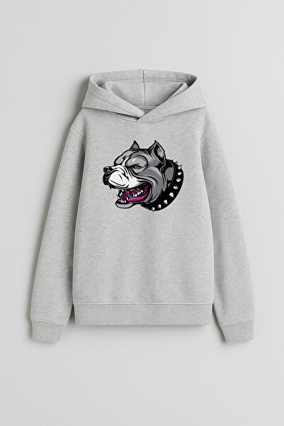 MODA Pitbul Dog με τύπωμα Φούτερ για αγόρια και κορίτσια με γκρι κουκούλα με ...