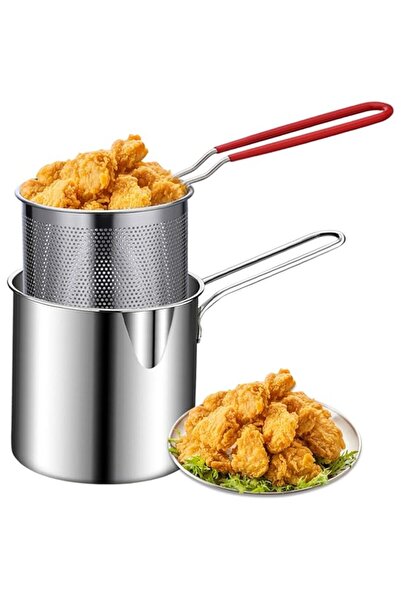 Generic Azonee Multifunctional Fryer, Deep Fryer Pot with Basket, 2Pcs/Set Deep Fryer Pan Stainless Steel Ch