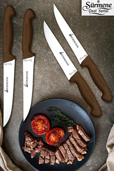 SÜRMENOX Sürmene Kahve Serisi Mutfak Bıçak Seti Et Ekmek Sebze Meyve Bıçağı 4...