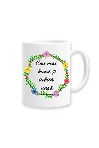 OEM Cană personalizată pentru nașă cu mesajul: „Cea mai bună și iubită nașă”,...