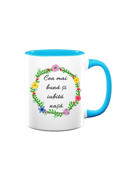 OEM Cană personalizată pentru nașă cu mesajul: „Cea mai bună și mai iubită na...