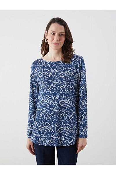 LC Waikiki Alita City Farkıyla Lcw Grace Navy Blue Combed Cotton Patterned Ov...