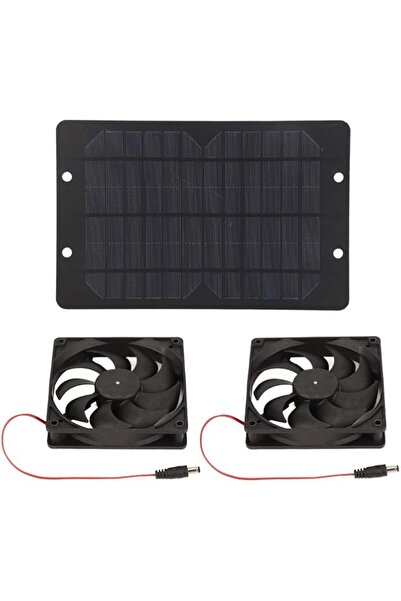 Generic Solar Panel Fan Kit, Waterproof Solar Powered Dual Fan 10W 12V Solar Exhaust Fan for Chicken Coop, G