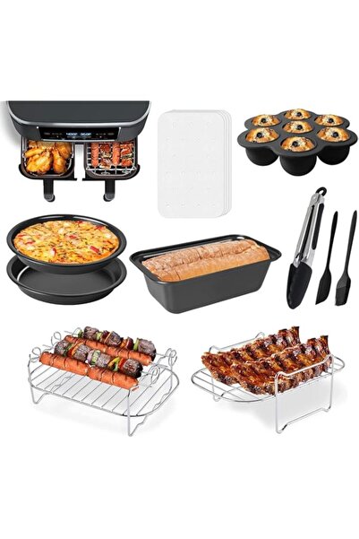 Generic مجموعة إكسسوارات مقلاة الهواء ذات السلة المزدوجة من موست ناو، مكونة من 10 قطع، مناسبة لمقلاة الهواء المزدوجة نينجا DZ201، DZ401، وموست 8