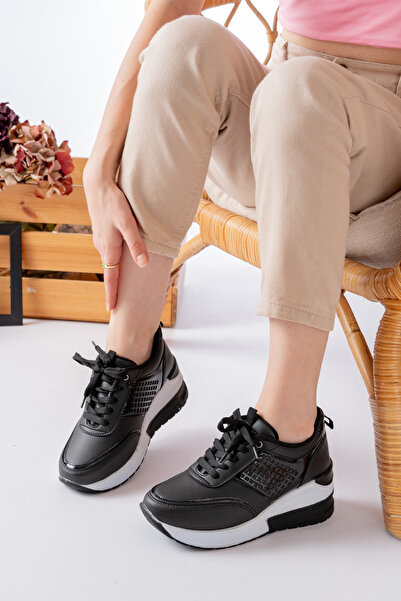 NOVELLAM SHOES Дамски спортни обувки Rowan с черно-бял скрит ток и висока под...