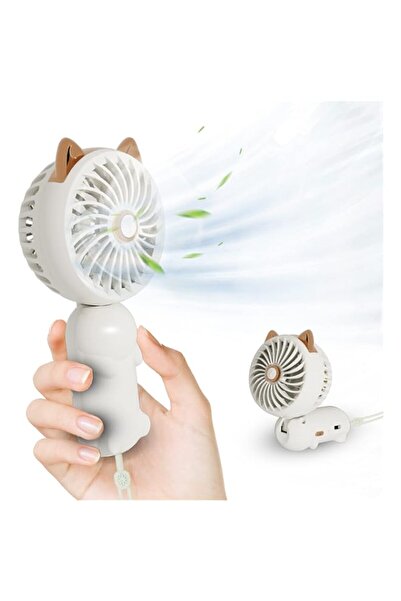 Generic مروحة LIEWET صغيرة محمولة، مروحة يدوية قابلة لإعادة الشحن، تصميم آذان قطة لطيفة، 3 سرعات للرياح، 100 درجة قابلة للتعديل