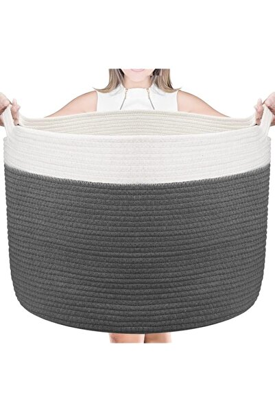 Generic Mosycle Cotton Rope Basket Woven Baby Laundry Basket For Blankets Toys Storage Basket With Handle Co