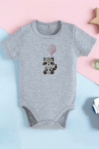 bebek perisi 100% Organic Cotton Raccoon Design Baby Bodysuit