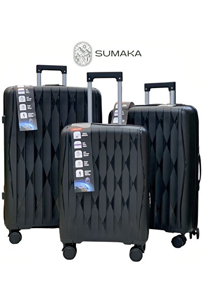 SUMAKA Luggage Travel Set Suitcase Trolley Bag - 20+24+28 inches, with Spinner Wheels (Silicone)