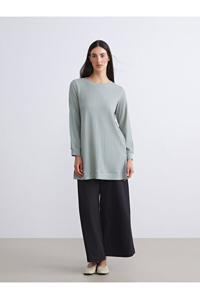 LC Waikiki Green Crew Neck Textured Women's Tunic