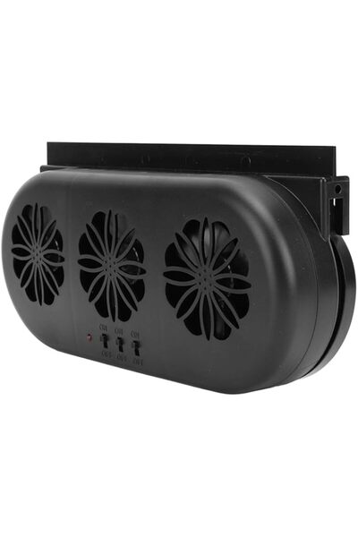 Generic Luocute Car Exhaust Fan, 5000RPM Circulation USB Solar Powered Car Fan Vehicle Front Rear Window Coo