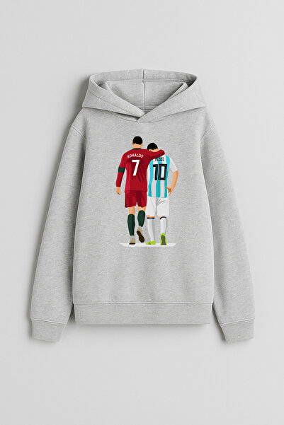 MODA Jucătorul de fotbal Messi Ronaldo cu imprimeu Hanorac gri pentru băiat c...