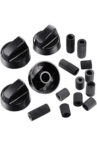 Generic Wisfunlly 4 عبوات من مقابض التحكم العالمية السوداء البديلة مع 4 محولات طويلة و8 محولات قصيرة