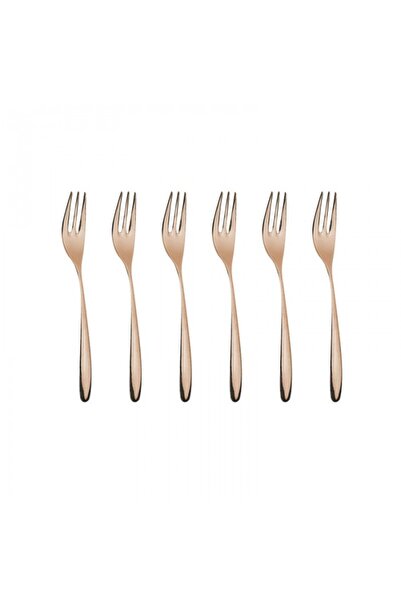 Inoxriv Set of 6 dessert forks NOVECENTO PINK GOLD, stainless steel, L15.3cm, thickness 3.5mm, glossy finish