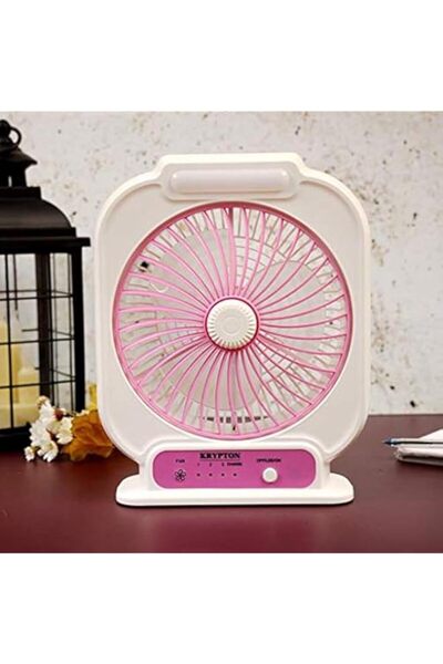 Generic مروحة طاولة صغيرة قابلة لإعادة الشحن من كريبتون مزودة بإضاءة ليد، 8 ب...