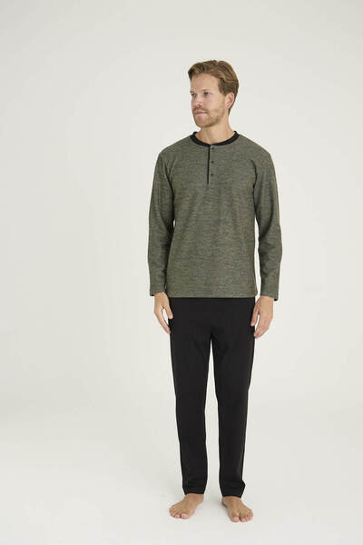 KLY Men's Midi Collar Pajama Set Stylish Design 95% Cotton