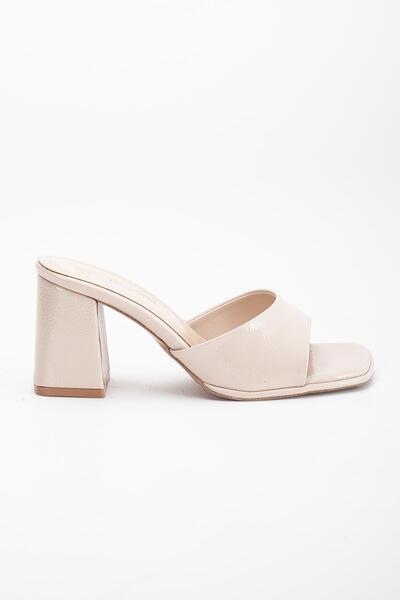 Dilimler Ayakkabı Large Size Women's Heeled Slippers with Thin Satin Straps