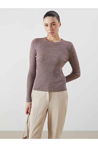 LC Waikiki Γυναικείο πλεκτό πουλόβερ Pink Crew Neck