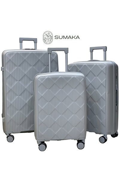 SUMAKA Luggage Travel Set Suitcase Trolley Bag - Set of 3 pcs (20+24+28 inches), Spinner Wheels Silicone