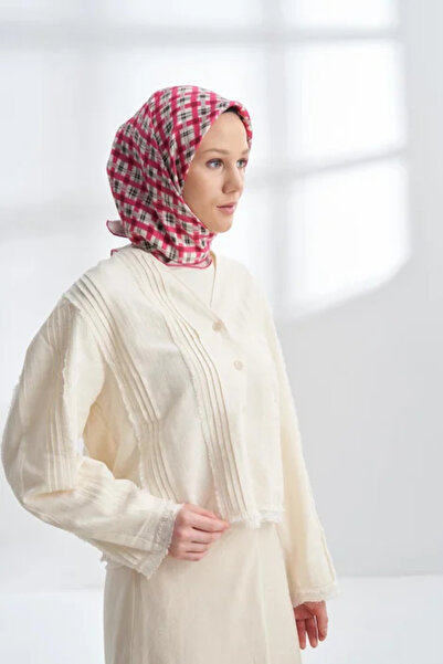 ARMANDA Network Desen Twill Silk Scarf - Fuchia