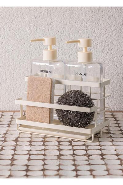 The Mia Metal Standlı Sıvı Sabunluk Beyaz 4 Parça