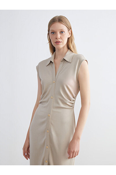 LC Waikiki Nevavm Gathered Shirt Dress with a Difference
