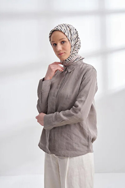 ARMANDA Line Desen Twill Silk Scarf - Stone