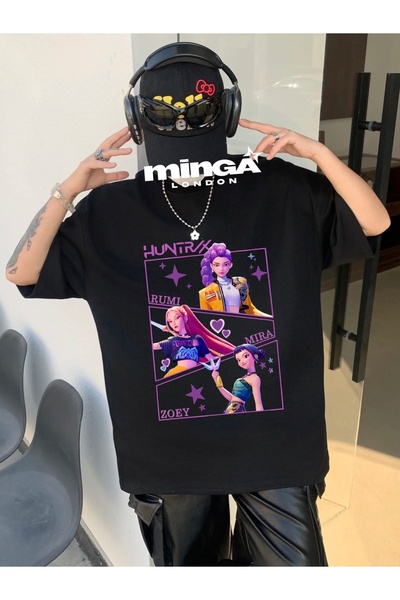 Minga London Siyah Huntrix Gruop cu imprimeu tricou -mingalondon