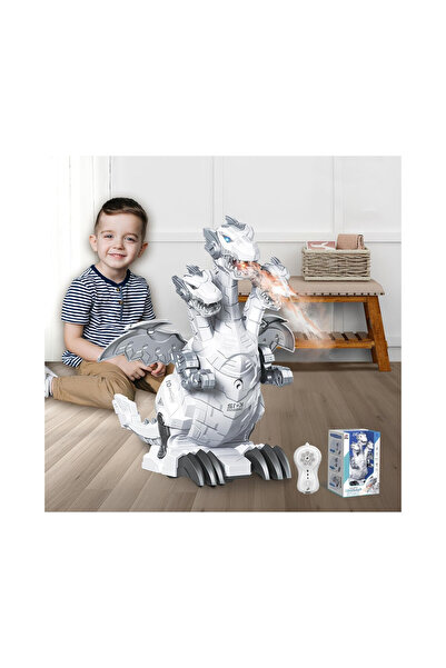 Genel Markalar 3 Başlı Işıklı Sesli Hareketli Buhar Efektli 2.4Ghz Uzaktan Kumandalı Dinozor Robot