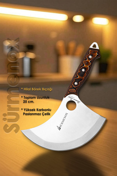 SÜRMENOX Sürmene Serisi Mutfak Bıçak Hilal Börek Bıçağı Pizza Pide Bıçağı Kah...