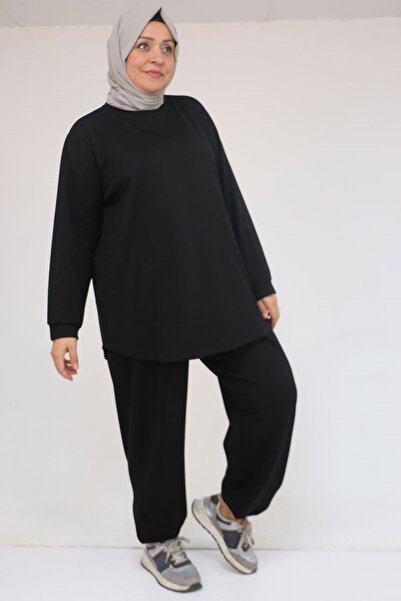 Eslina 57058 Plus Size Modal Two-Piece Suit with Pants - Black