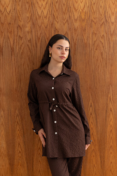 TUĞBA ERGÜL Women's Patterned Shirt and Pants Two-Piece Set