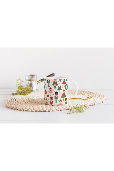 EYBaskı Tasarım Christmas-Themed Printed Mug with Coaster as a Gift