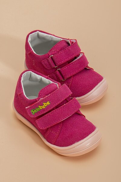 Dilimler Ayakkabı Şirinbebe Orthopedic Girl First Step Baby Shoes Fuchsia Double Velcro