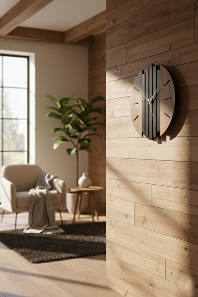 Pikas Modern Design Slatted Model Wooden Wall Clock