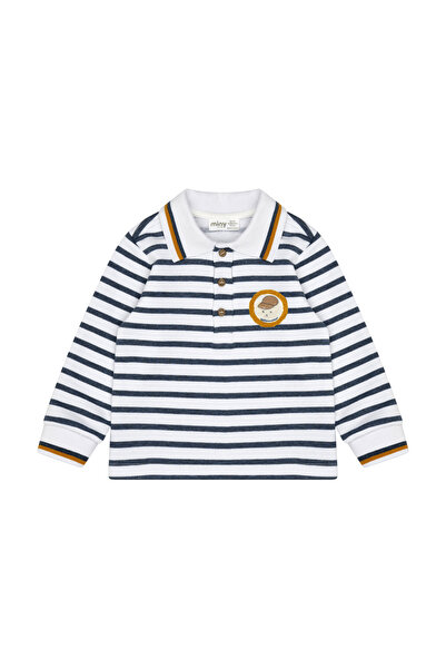 Miny Center Striped Polo Neck Baby Boy Long Sleeve T-Shirt