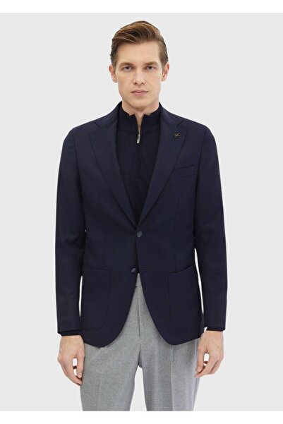 Ramsey Navy Blue Plain Comfort Fit 100% Wool Jacket