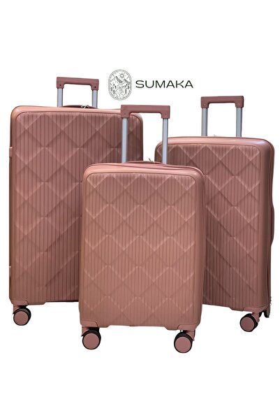 SUMAKA Luggage Travel Set Suitcase Trolley Bag - Set of 3 pcs (20+24+28 inches), Spinner Wheels Silicone