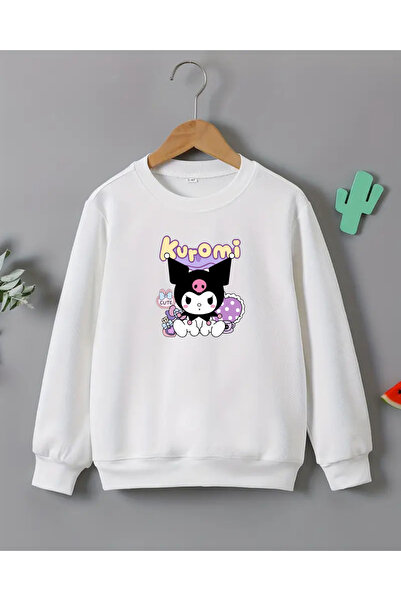 haha Kız Çocukları için Kuromi Baskılı Uzun Kollu T-shirt