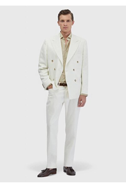 Ramsey Ecru Zeroweight Slim Fit Linen Blend Jacket